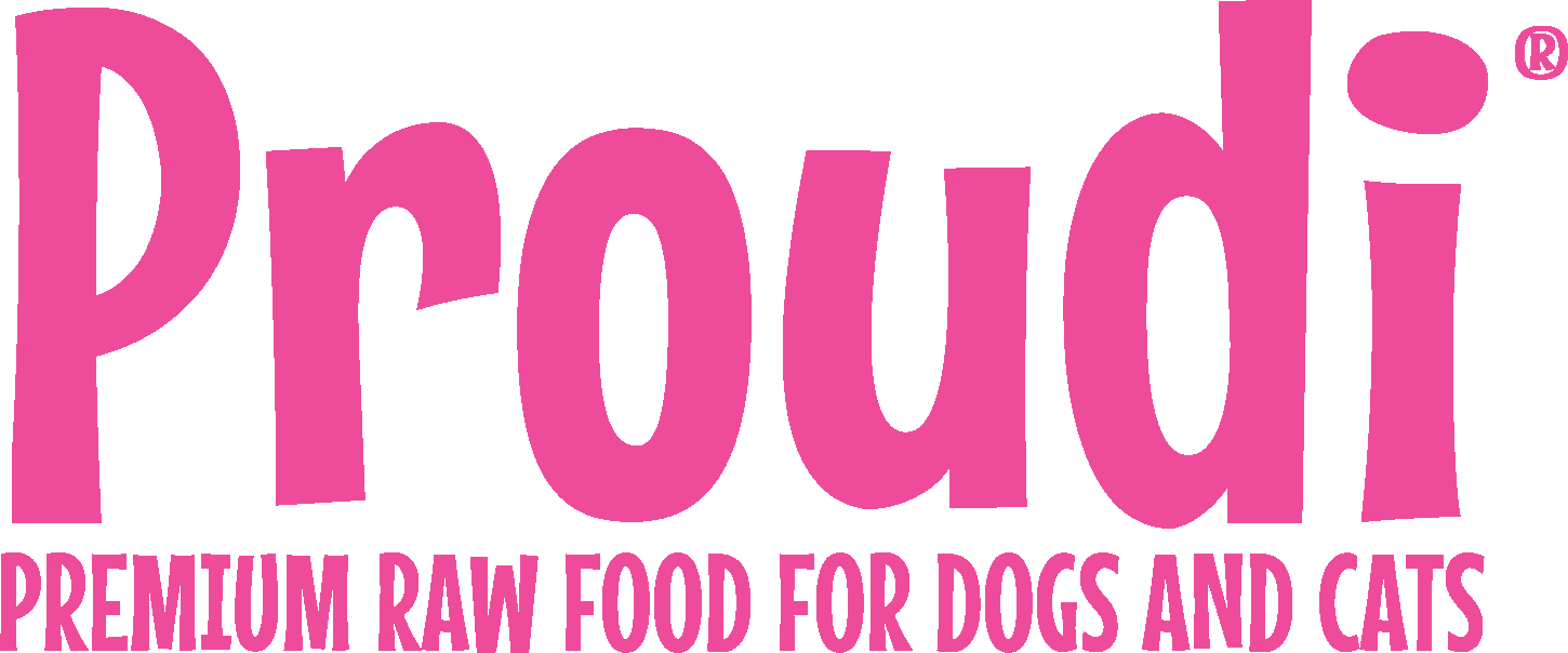 Proudi logo pink premium raw food for dogs and cats
